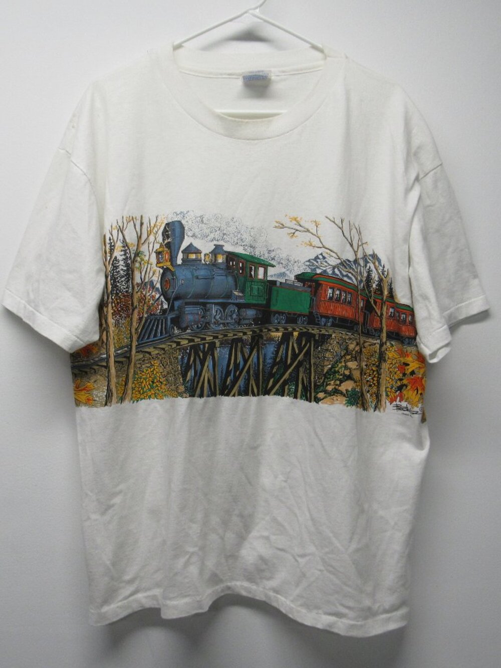 Vintage Trans Tech Locomotive Train Hanes 50/50 Single Stitch T Shirt Adult XL